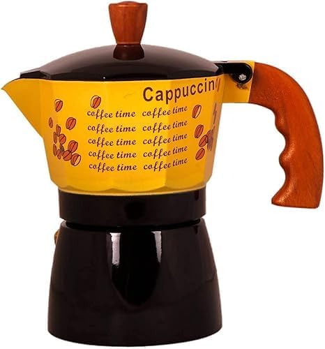 Image of Traditional Classic Italian Style Moka Pot Coffee Maker for Strong Espresso & Cappuccino with Heat Resistant Handle (Can Make 3 Cups)
