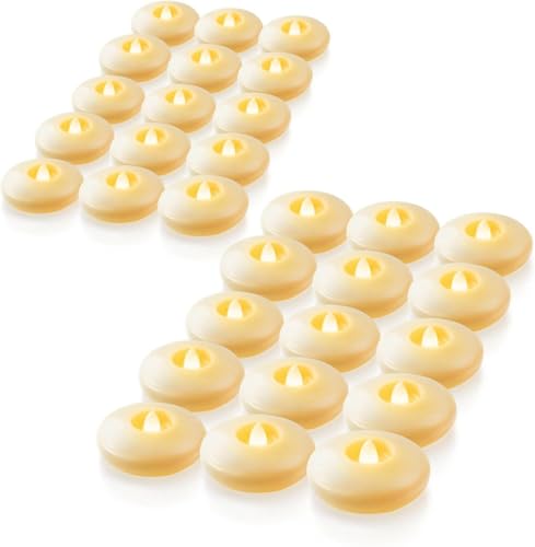 Image of Homemory 48 Pack 3 inch Flameless Led Floating Candles, 200+ Hour Battery Operated Flickering Waterproof Tealights for Cylinder Vases, Centerpieces at Wedding, Party, Pool, Holiday (Ivory Base)