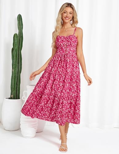 Image of GRACE KARIN 2026 Women's Spaghetti Vacation Sundress Summer Beach Flowy Boho Floral Maxi Dresses with Pockets