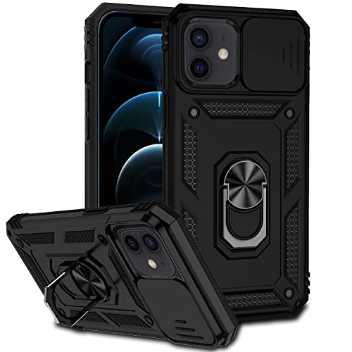 Coque iPhone 12 magnétique résistante aux chocs avec béquille de soutien et clapet photo