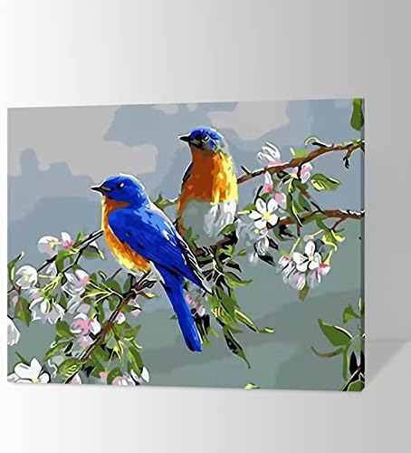 ifymei Paint by Numbers for Adults, Children, Beginners, DIY Gift Canvas Painting Kits with Frame, 12x16 Inch Two for Joy (Magpie)