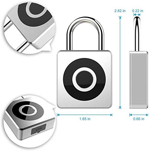 Fingerprint Padlock-eLinkSmart Gym Lock Keyless Biometric Lock USB Charging for Outdoor Backpack, Luggage Suitcase, Bike, Office,Gym（Silver）