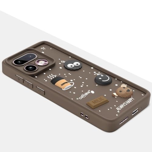 Image of Bintage Back Cover Compatible for Realme RMX5120 / 16Pro 5G | Cute Fun Ball | 3D Taddy Smiley Coffee | Milk Case | Full Body Protection - Brown