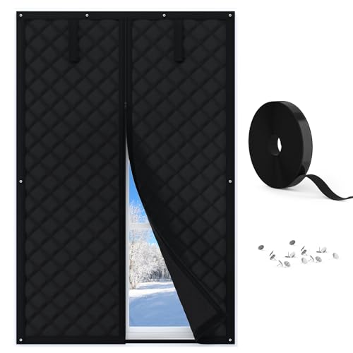 Thermal Window Cover for Winter, 47" X 63" for Window Insulation for Winter, Oxford Cloth Cotton Layer Thermal Window Cover to Keep Heat, Window Cold Air Blocker Fits Up to 3 x 5 Ft Window
