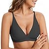 PoseFree Wireless Jelly Bras for Women No Underwire Back Fat Smoothing - Seamless Deep V Push Up Supportive Bra Butter-Soft & Breathable for Small Chest - Black S