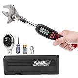 Rogvoc Adjustable Digital Torque Wrench 5-100 ft.lb/6.8-135 N.m, Interchangeable Electronic Torque Wrench with 42 mm Open End and 1/2 inch Ratchet, 2% Accuracy, LED Buzzer Alert, for HVAC