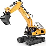 Remote Control Excavator Toy for Boys | 11-Channel Metal Construction Truck with Lights, 2×1200mAh Batteries, 120-Min Playtime | RC Excavator Toys for Kids Ages 3-12, STEM Gift for Birthday