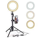 Eocean 8 inches Selfie Ring Light with Tripod(54 inchesTripod) for YouTube/Live Stream/Makeup, Mini Led Camera Ringlight for Vlog/Video/Photography Compatible with iPhone Xs/Max/XR 8/7 Plus/X/Android