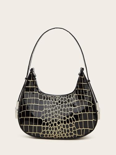 Crescent Moon Underarm Bag for Women-Premium PU Leather Hobo Purse with Adjustable Strap,Half Moon Shoulder Bag with Zipper4