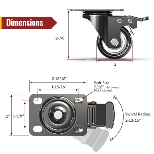 HOLKIE Heavy Duty PU Caster Wheels Set