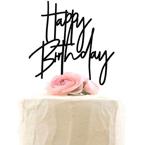 Ff F213 Happy Birthday Cake Topper, Acrylic Birthday Party Decorations Celebrations cover