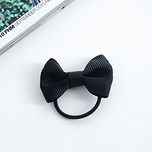 Vikenner 10 Pcs Elastic Hair Bow Tie Bands Cloth Hair Rope Bobbles Band Ponytail Holders for Women Baby Girls - Black