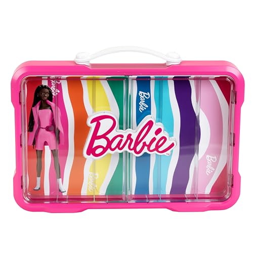 Theo Klein 5808 Barbie Vitrina, espaço para 6 barbies, logótipo Barbie brilhante, com prática alça de transporte, brinquedo para crianças a partir de 3 anos