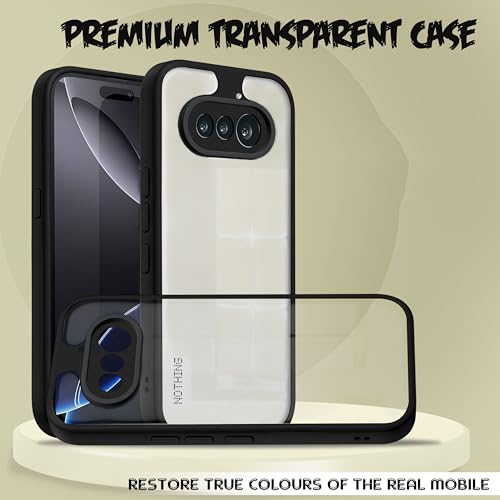 Image of V-TAN Back Cover for Nothing Phone 4A | TPU | Transparent Crystal Clear Case Compatible with Nothing 4A | Camera Protective Shockproof Mobile Cover Design (Black)