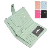 RFID Passport Holder for Women/Men Travel Gifts, Large Capacity Passport Wallet, Family Travel Documents Organizer with Card/Airtag Slots, Zipper coin pocket, Cash Holder Passport Cover Case (Green)