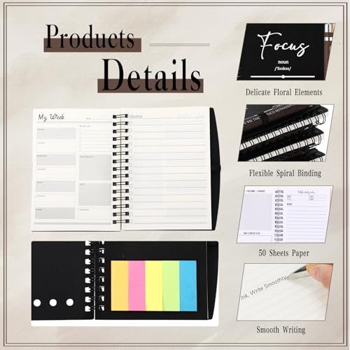 Notes adhésives en bambou avec carnet à spirales pour To-Do list et journal