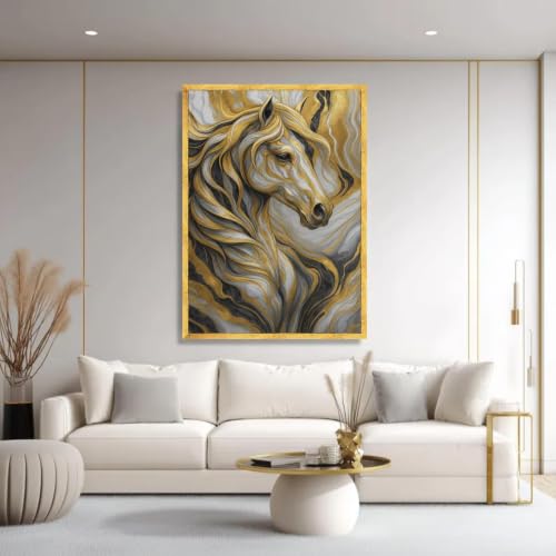 Tableau abstrait de cheval décoration murale salon moderne 50x70 - 2