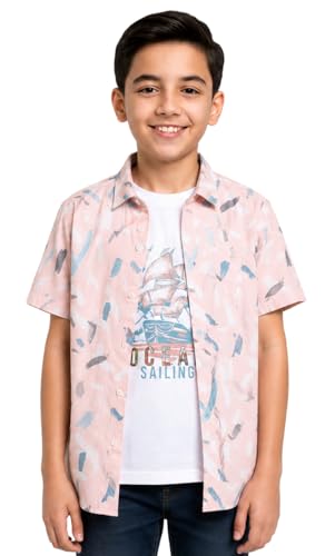Image of CAVIO Boys Printed Shirt and T-Shirt Regular Fit Casual Half Sleeve