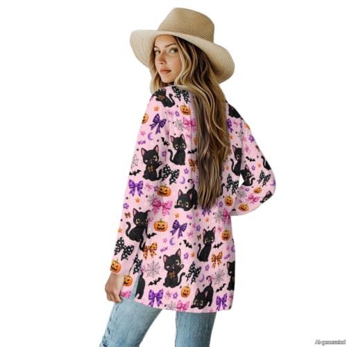 Image of Forchrinse Red Ladybug Cardigan for Women Causal Long Sleeve Open Front Cardigans Sweater Fashion 2024 Fall Coat with Pockets