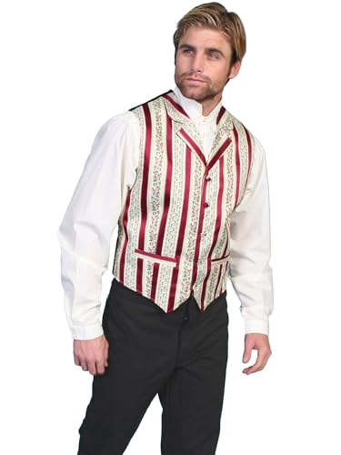 Scully Western Vest Mens Rangewear Stripe LT Burgundy F0_RW168