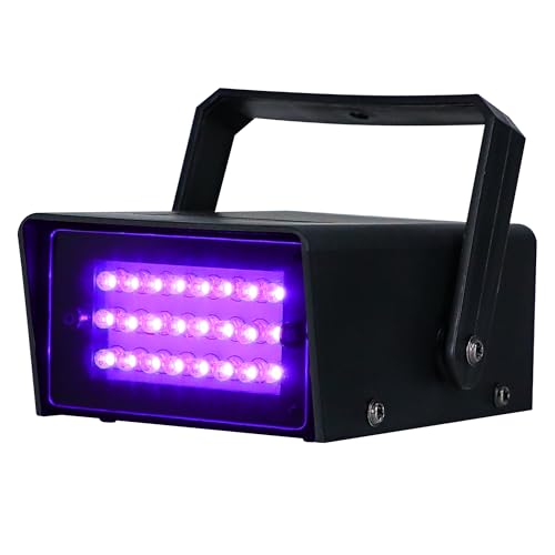 ENUOLI Mini LED Strobe Light White Color with 24 Super Bright LED Variable Speed Control for Christmas Clubs Stage Light Effect DJ Disco Bars Parties Halloween（Purple Color