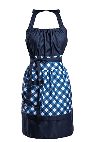 Alex Virtue Lovely Flower Pattern Retro Aprons With Large Pockets for Women Girls Cooking Kitchen...