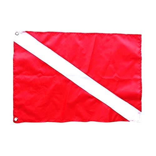 Inzopo Red & White Polyester Diver Down Kayak Boat Flag Scuba Flag Underwater Diving Spearfishing Signal Gear Equipment