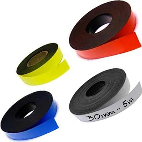 Coloured Magnetic Gridding Tape, Marking tape, Label Magnets 0,85mm x 30mm x 5m - for marking and labeling, quickly removable, Color:white Cover