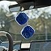 Fuzzy Plush Dice for Car Mirror, Pair of Retro 3” Dark Blue Dice with White Dots for Car Interior Hanging Ornament Decoration (Dark Blue)