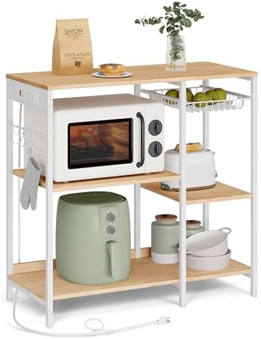 VASAGLE Baker's Rack, Coffee Bar Stand with Charging Station, 35....