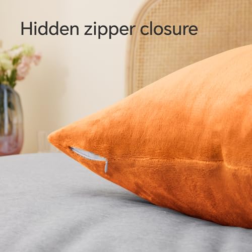 Image of BEDELITE Flannel Pillowcases Standard Set of 2, Burnt Orange, 20x26 Inches