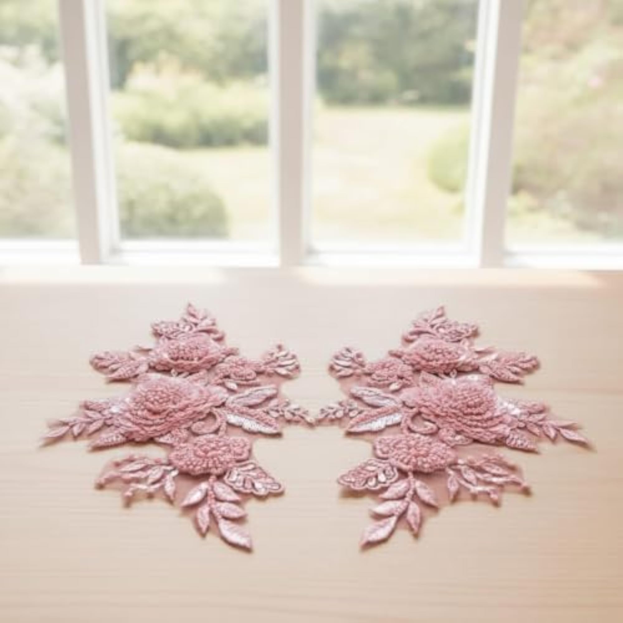 3D Sequin Bead Flower Applique for Wedding Dresses