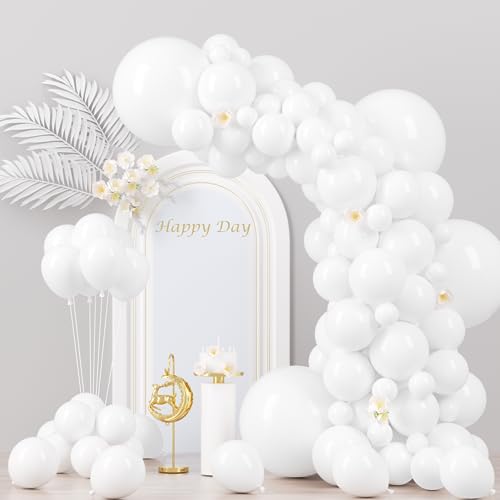 Voircoloria 130pcs White Balloons Different Sizes 18