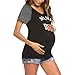Produktbild Battnot Damen Umstandsmode Blusen Sommer T-Shirts, Frauen Schwangerschaft Mutterschaft Umstandstops Oberteile Brief Drucken Patchwork Kurzarm V-Ausschnitt Freizeit Mom Kleidung Hemden Tunika S-XXL