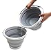 SAMMART 7L (1.8 Gallon) Collapsible Plastic Bucket - Foldable Round Tub - Portable Fishing Water Pail - Space Saving Outdoor Waterpot, Size 28cm Dia (1, Grey)