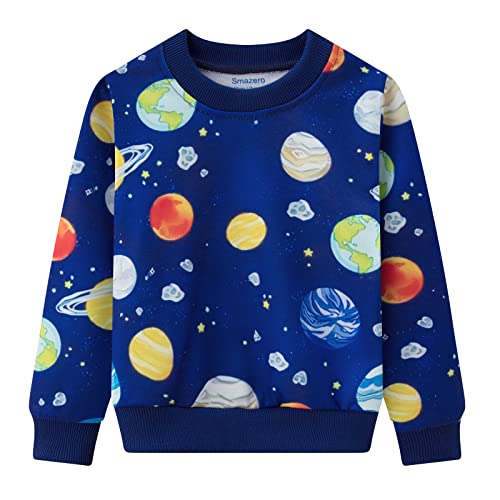 Sudadera de dinosaurio de manga larga para niños pequeños, camiseta casual de algodón, ropa para niños de 1 a 7 años, A-azul, 2 años Cover