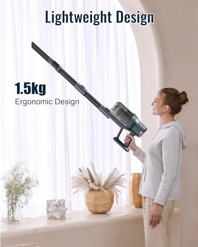 SINCHEREU Cordless Vacuum Cleaner, Hoover Vacuum Cleaner with Removable Battery, 3 Powerful Suction Modes, 30KPa 45Mins Stick Hoover, Lightweight, Anti-Tangle, Stick Vacuum for Home & Small Apartments - Image 6