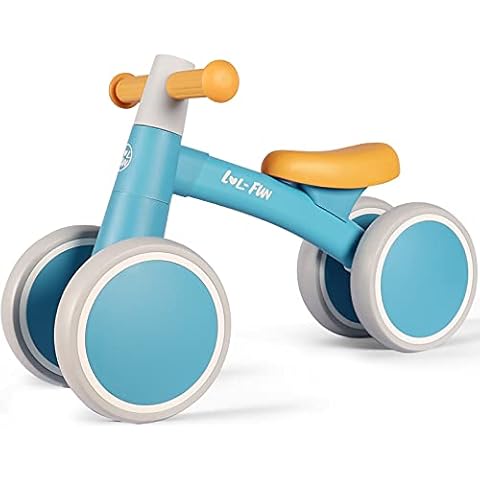 LOL-FUN Baby Balance Bike 1 Year Old Ride On Toy, Baby First Bike Birthday Gifts for One Year Old Boys and Girls, Toddler Trike for 12-18 Months Baby Walker 4 Wheels Cover