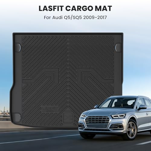 Image of LASFIT Cargo Mat for Audi Q5 /SQ5 2009-2017, Custom Fit All-Weather TPE Trunk Mat for Audi Accessories, Waterproof, Easy to Clean, Black