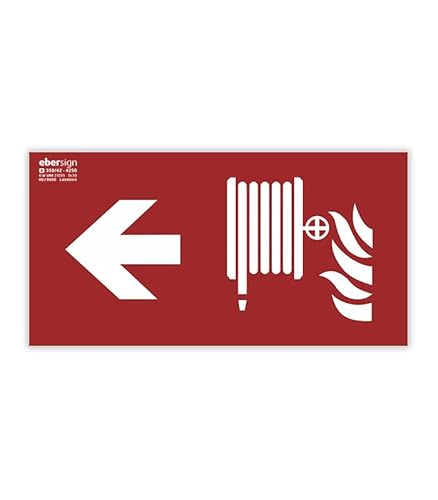 Señal Luminiscente Boca de Incendio (Flecha Izquierda), Clase A PVC (1mm) - Normativa ISO y UNE 23034:2023