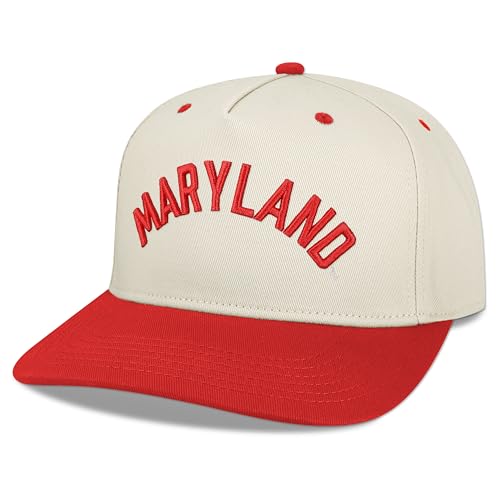 Legacy NCAA Officially Licensed Baseball Hat, Maryland Terrapins, Lightweight Cap for Men & Women, Heritage Twill Adjustable (HTA), Stone/Scarlet, One Size Fits Most, Adjustable Closure