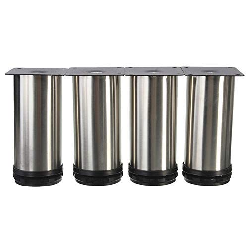 UBERSWEET 4Pcs Cabinet Legs Adjustable Stainless St Furniture Feet Round Stand Holder 12Cm