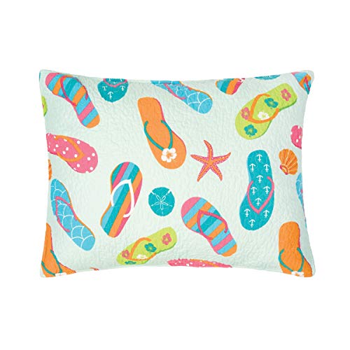 C&F Home Flip Flop Life 3 Piece King Quilt Set Coastal Tropical Beach Reversible Bedspread Coverlet for Spring Summer King 3 Piece Set Blue - Image 5