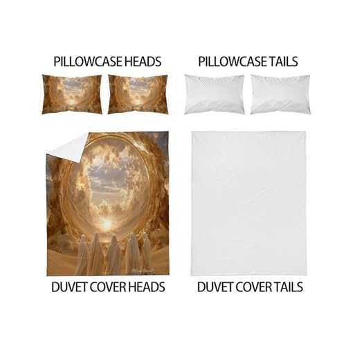 Housse de couette King en microfibre blanche avec taies d'oreiller imprimé 3D - 4