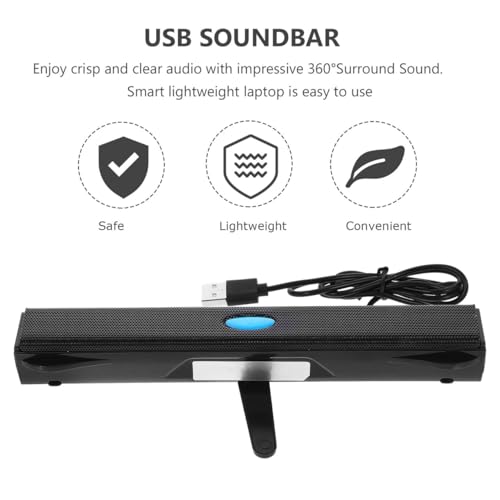 Image of UKCOCO USB 2.0 Soundbar Speaker for Laptop Desktop pc Tablet and Mobile Phone Mini Wired Stereo Sound Bar with 360 Surround Sound Compact USB Speaker for Office Workstation and Gaming