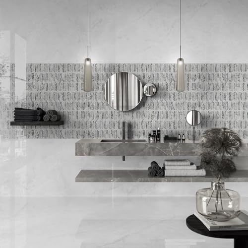 Modern Design Natural White and Gr EEN Marble Mosaic Tile Bathroom Floor Wall Tiles Graphic Design Wall Floor Backsplash Water-Jet Mosaic Tiles for Kitchen‎ 4.78 Square Feet