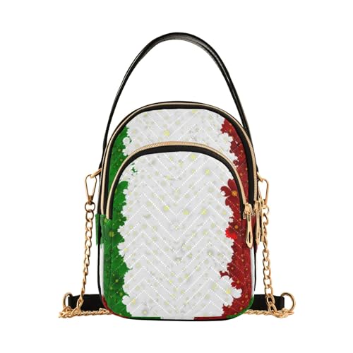 SUABO Crossbody Bag for Women, Italian Flag with A Flowering Pattern Phone Purse Detachable Chain Bag Shoulder Handbag Wallet2