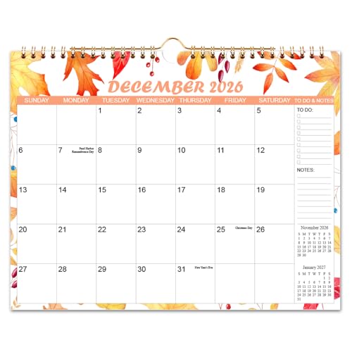 2026-2027 Calendar - Wall Calendar from Jan 2026 to Jun 2027, 18 Monthly Planner with Seasonal Designs for Planning and Organizing for Home or Office, 11.5 x 14.5 In Calendar 2026-2027