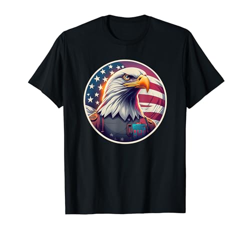 American Patriot Freedom Águila Calva Bandera de Estados Unidos Camiseta