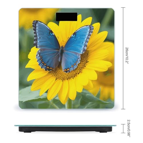 Báscula de baño digital color azul con diseño mariposa miniatura 2